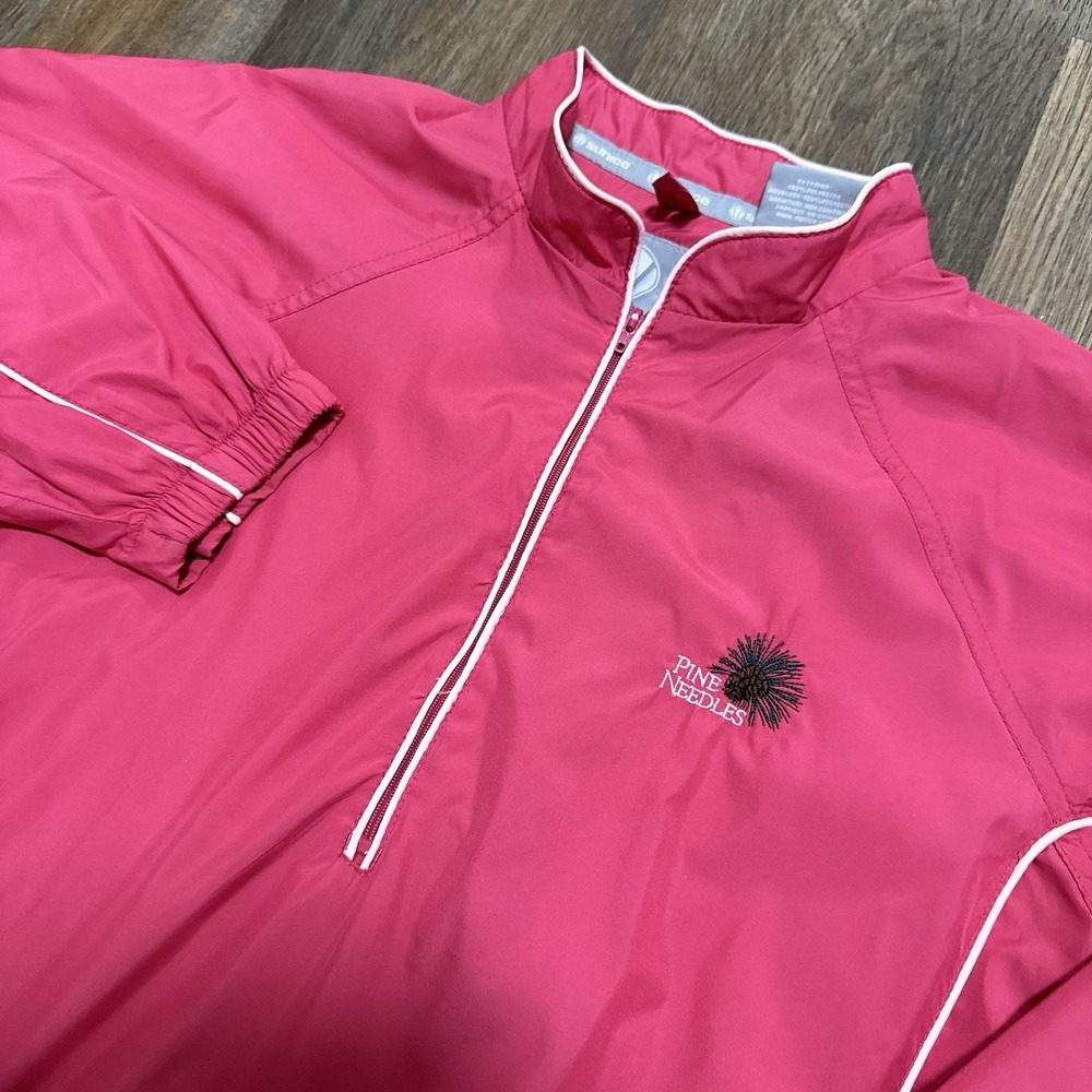 Sunice Weather Pink 1/4 Zip Windbreaker Pullover Women's Sz M Pine‎ Needles Logo